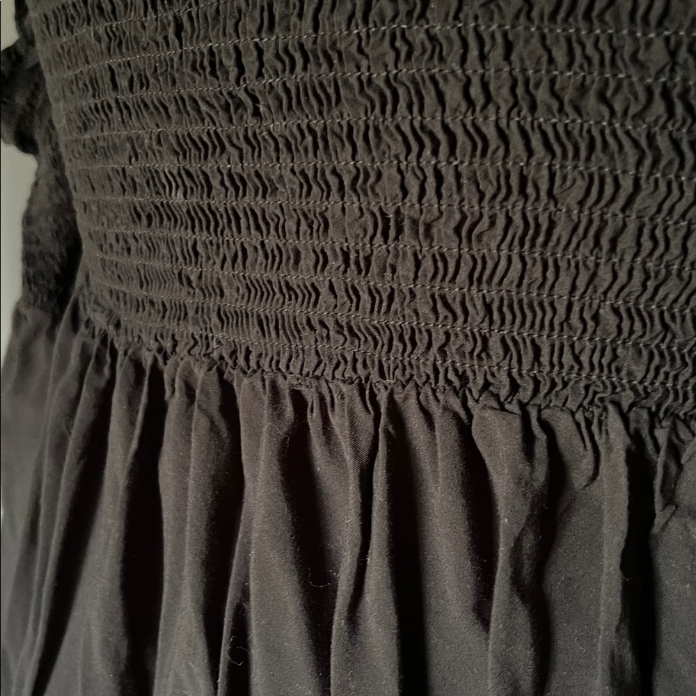 Killstar Off-Shoulder Black Smocked Dress with Bell Sleeves - Picture 4 of 4